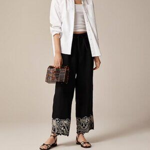 J Crew Soleil Pant Embroidered Linen XS